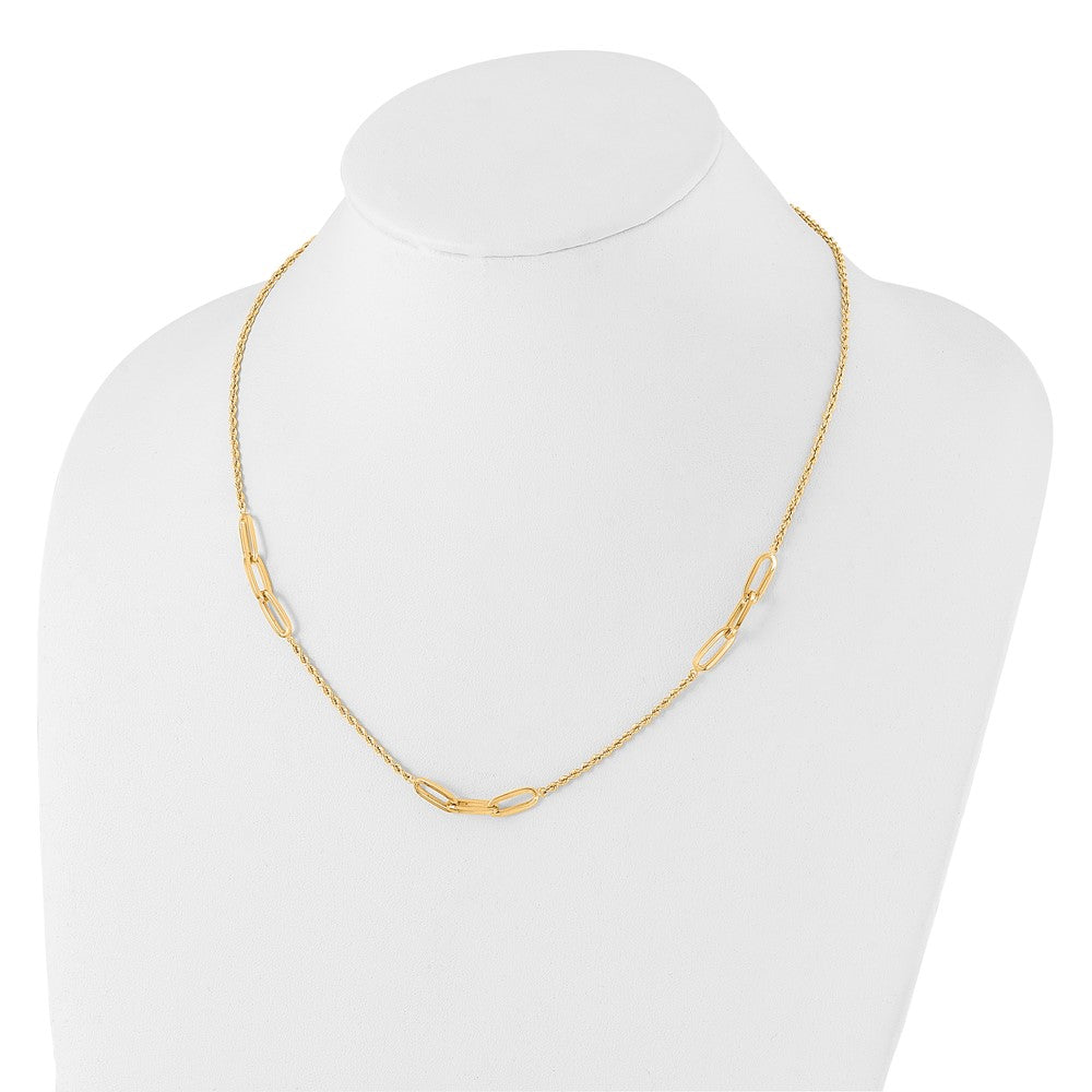 14K Polished and D/C Fancy Link Rope Necklace