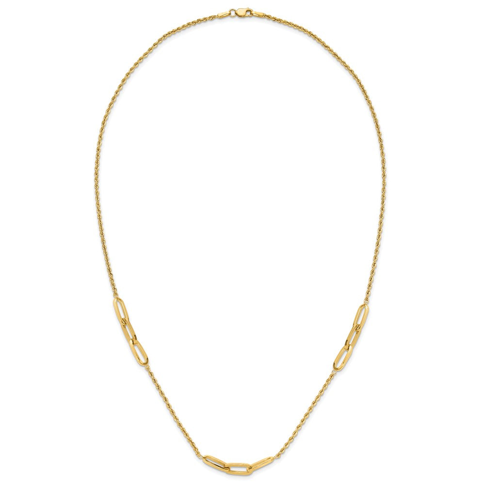14K Polished and D/C Fancy Link Rope Necklace