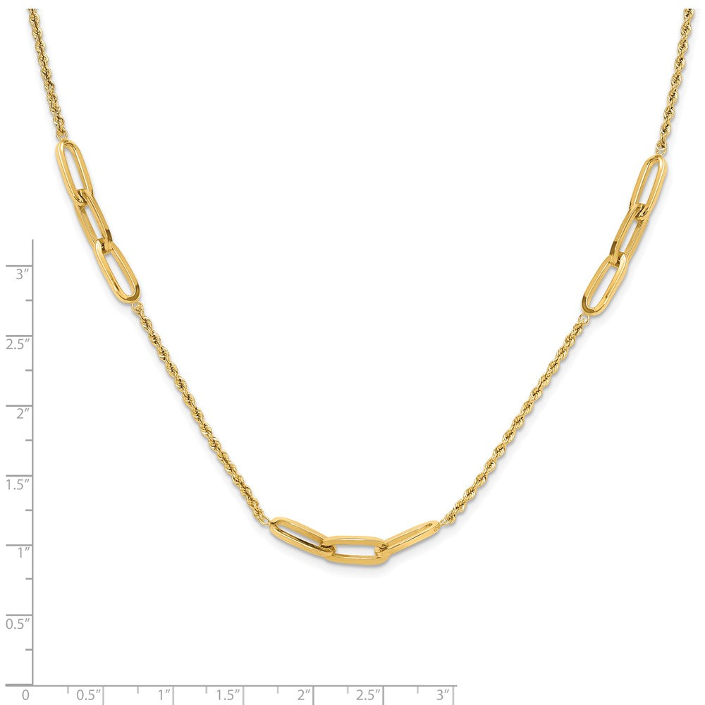 14K Polished and D/C Fancy Link Rope Necklace