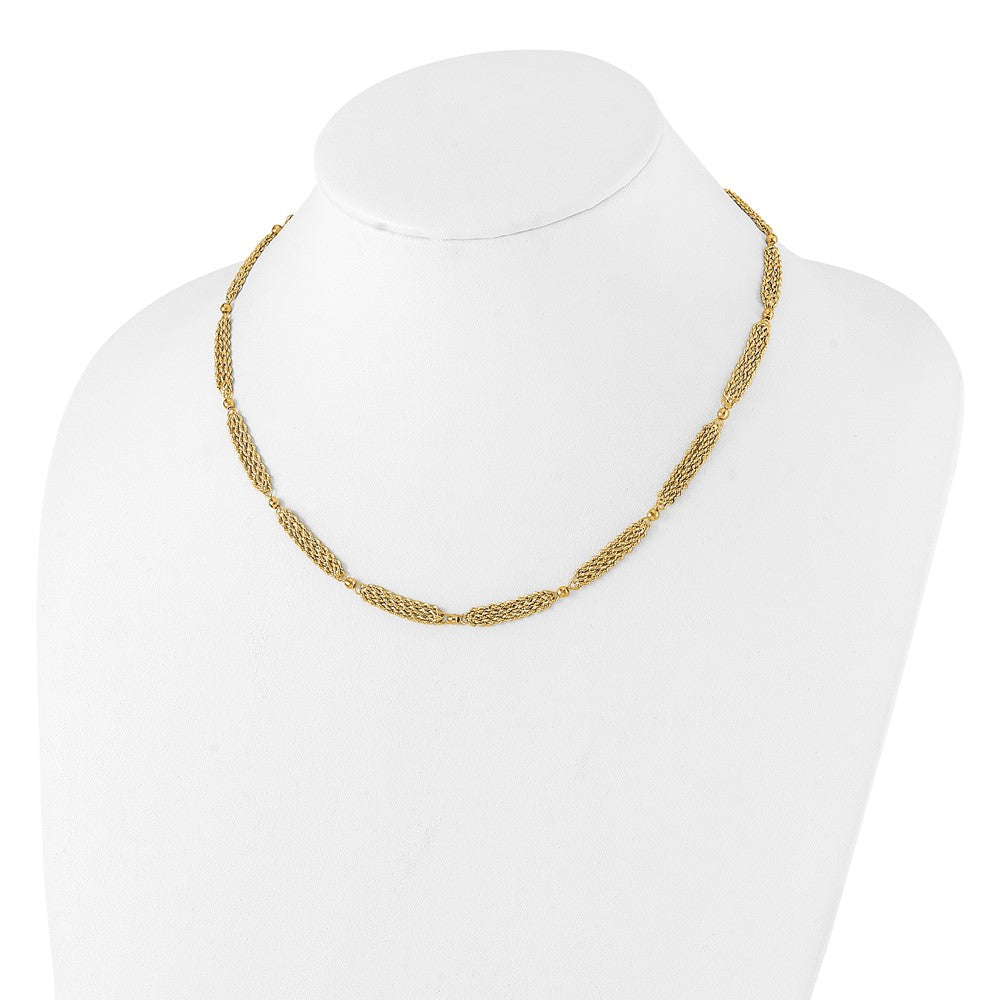 14k Polished and D/C Multi-Strand and Beaded 18.25in Necklace