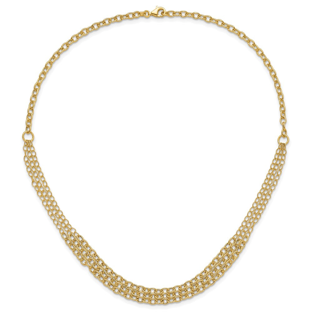 14K Polished and Textured Fancy 3 Layer Cable Necklace