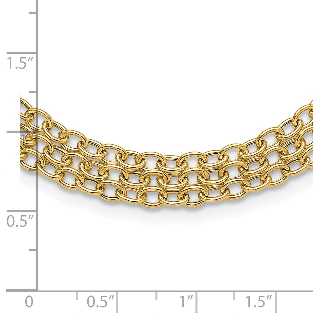 14K Polished and Textured Fancy 3 Layer Cable Necklace