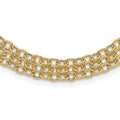 14K Polished and Textured Fancy 3 Layer Cable Necklace