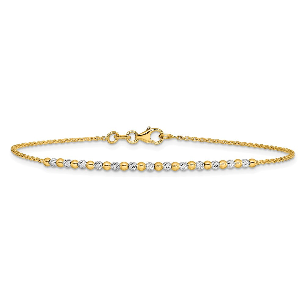 14K Two-tone Diamond-cut Beaded Bracelet