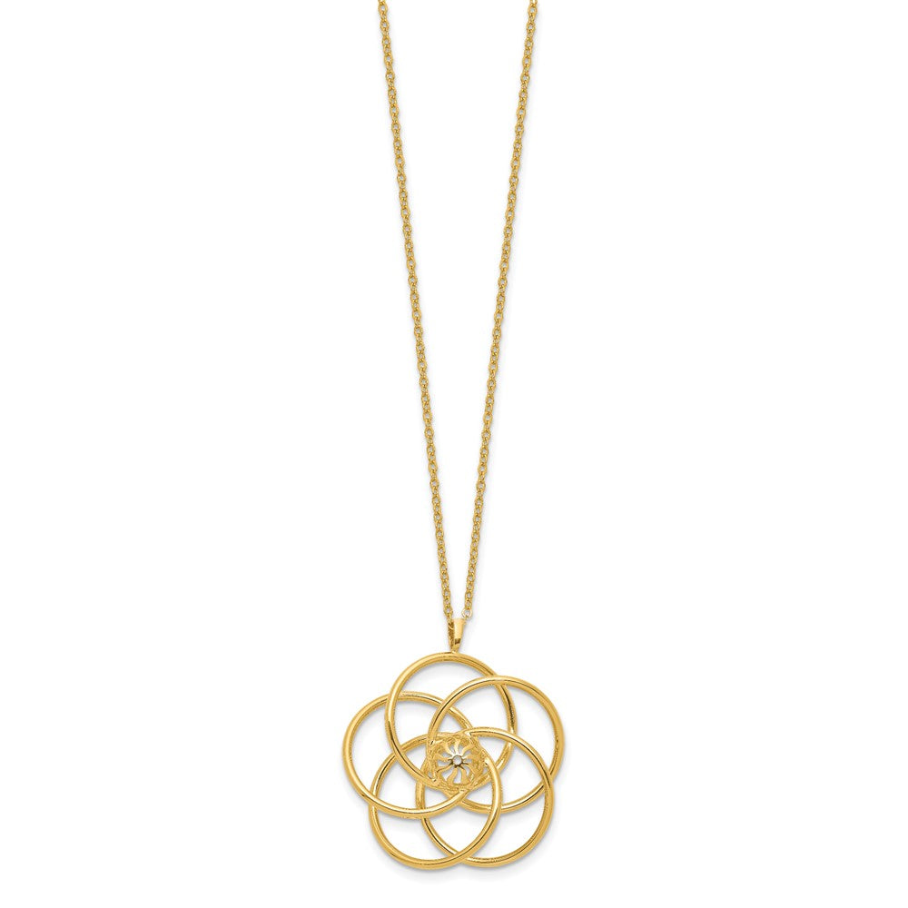 14k Polished Floral Pendant 17in Necklace