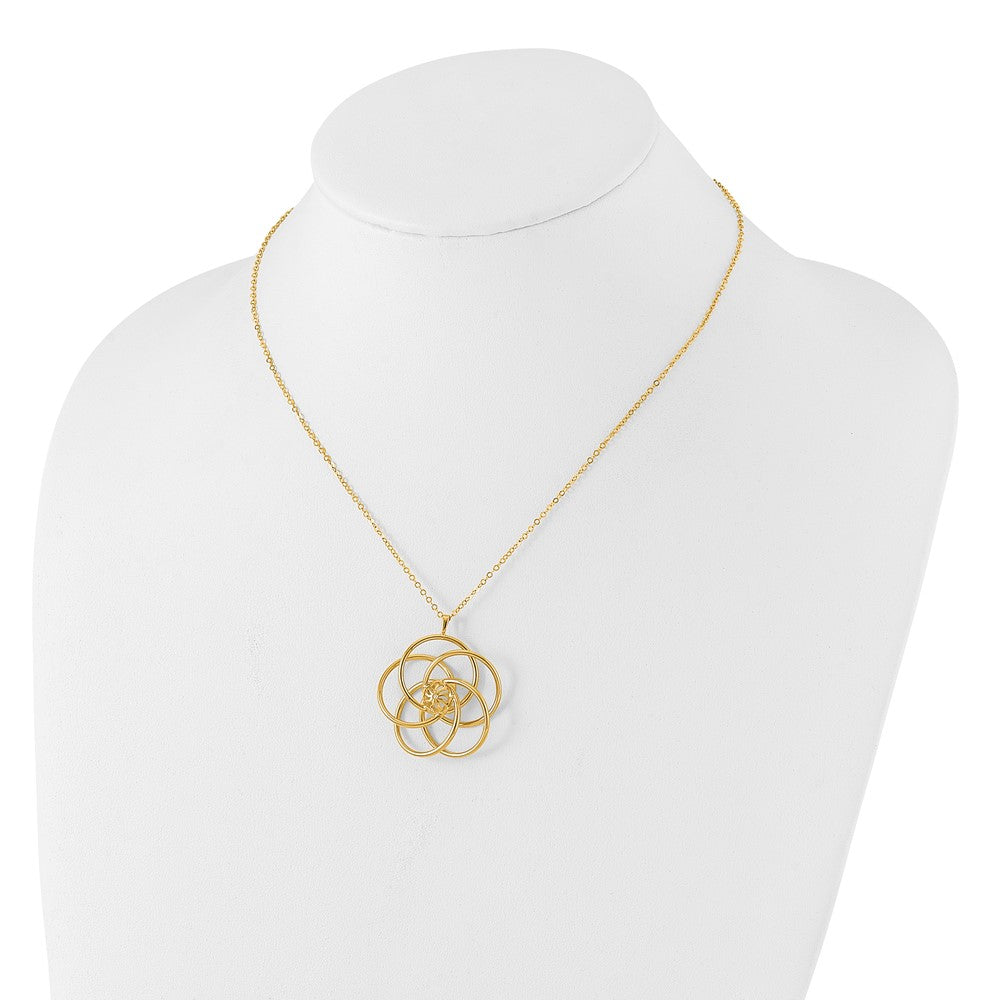 14k Polished Floral Pendant 17in Necklace