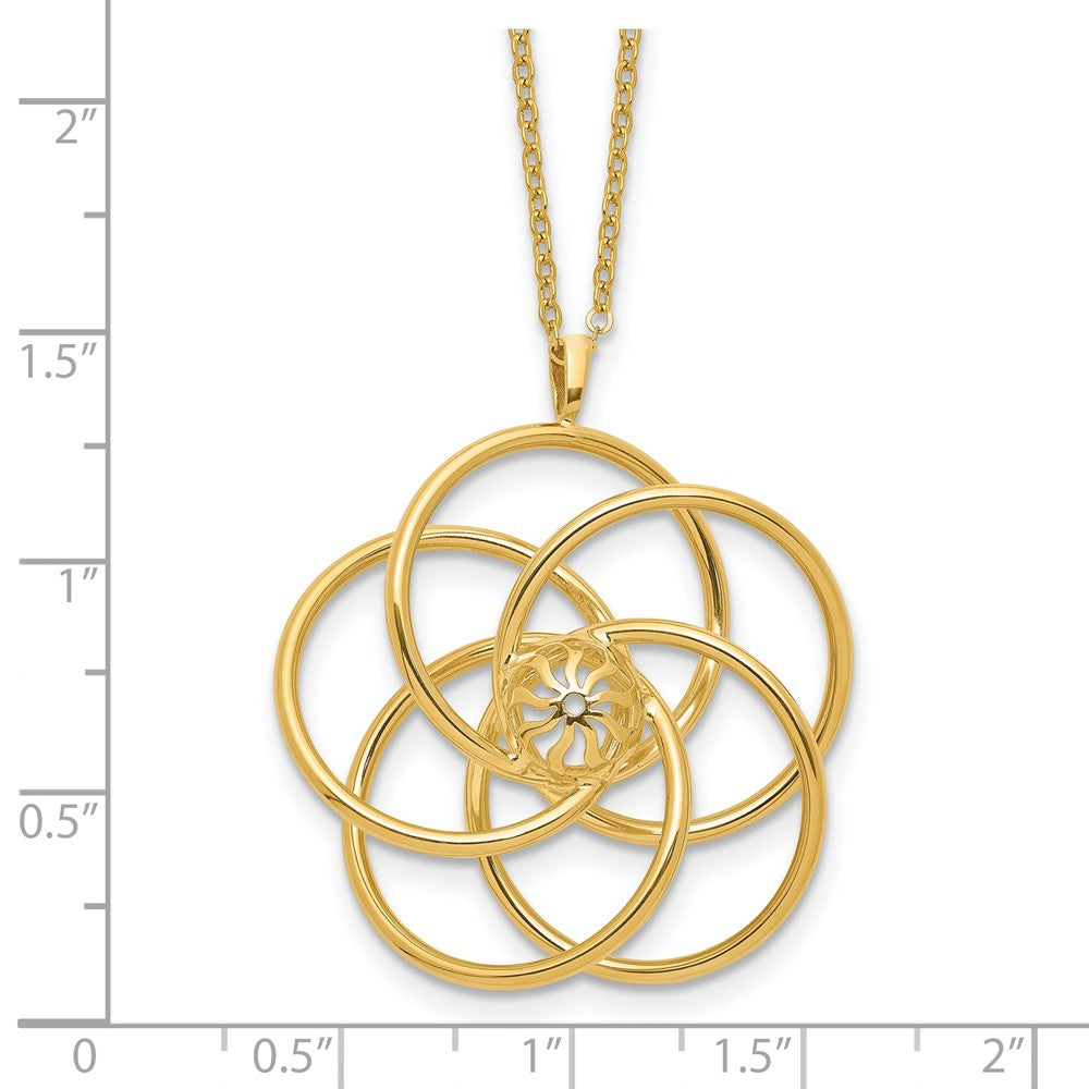 14k Polished Floral Pendant 17in Necklace
