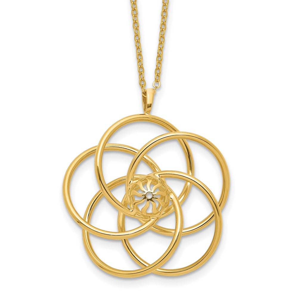 14k Polished Floral Pendant 17in Necklace