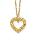 14K Polished Textured Heart 18 in Necklace