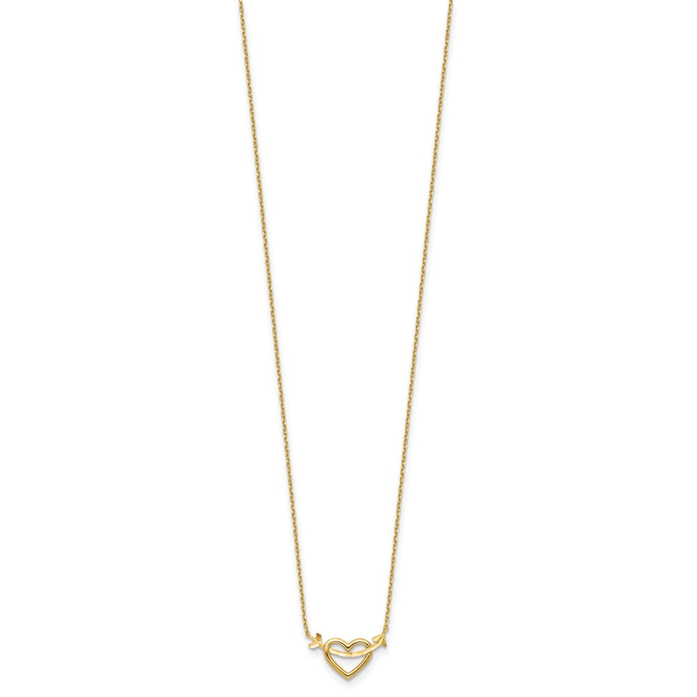 14k Polished Heart with Arrow 18in with 2in ext. Necklace