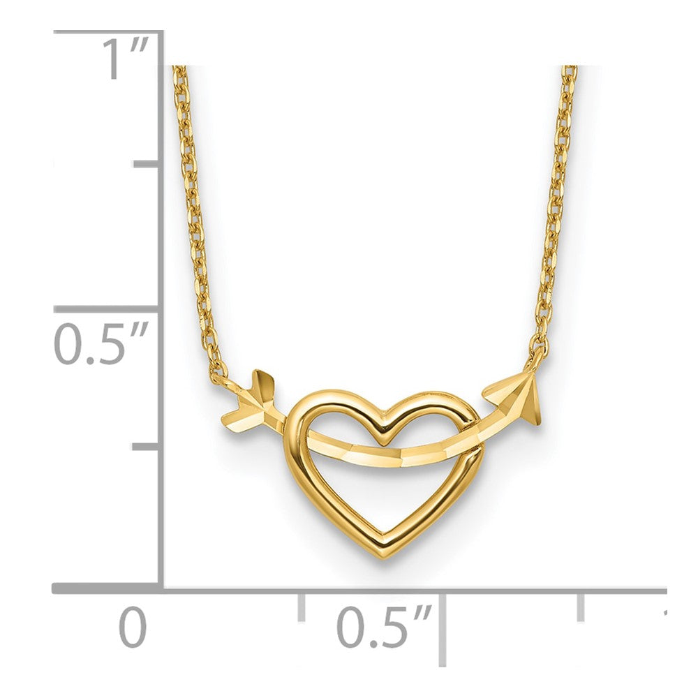 14k Polished Heart with Arrow 18in with 2in ext. Necklace