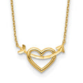 14k Polished Heart with Arrow 18in with 2in ext. Necklace