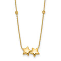 14K D/C Beaded Double Star 16in w/2in ext. Necklace