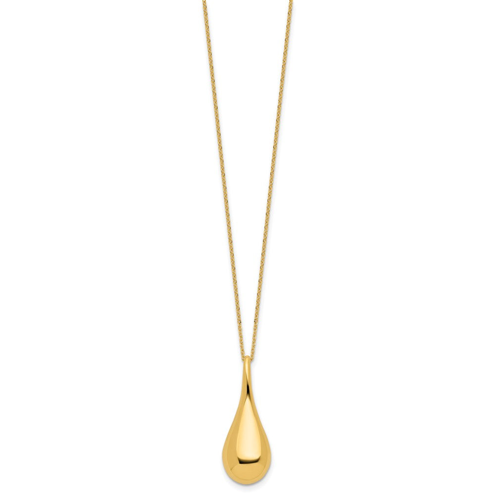 14k Polished Hollow Teardrop 18in Necklace