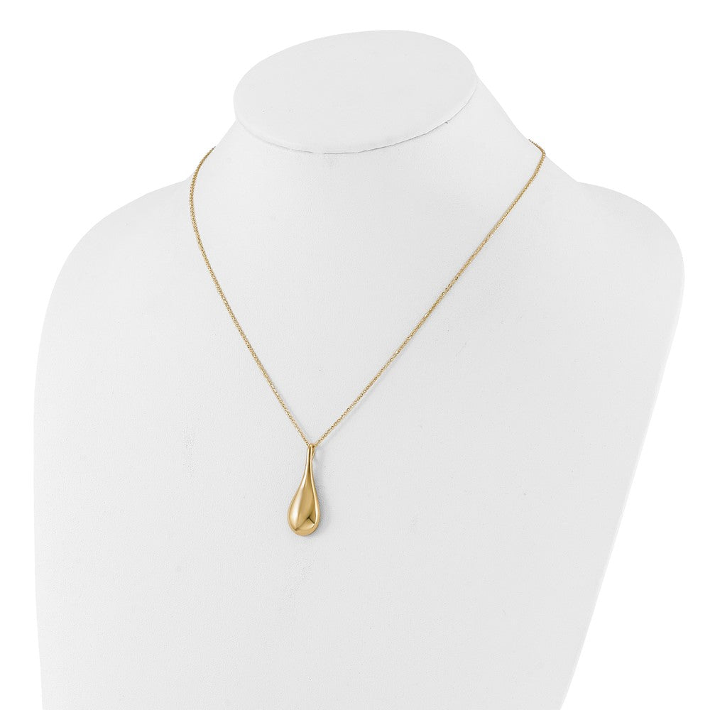14k Polished Hollow Teardrop 18in Necklace
