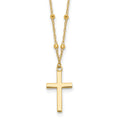 14K Polished and Diamond-cut Cross w/ 2in ext. Necklace