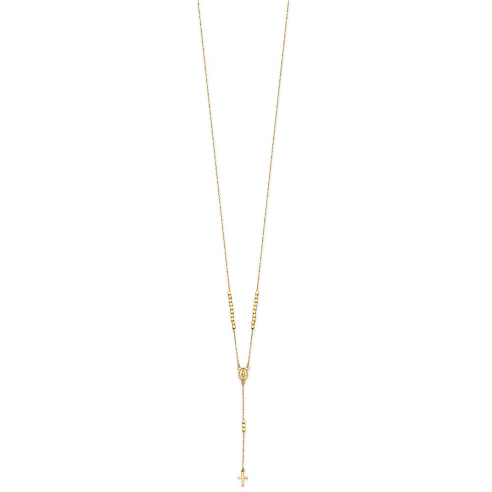 14K Rosary Design Miraculous Medal Cross Y-Drop Necklace