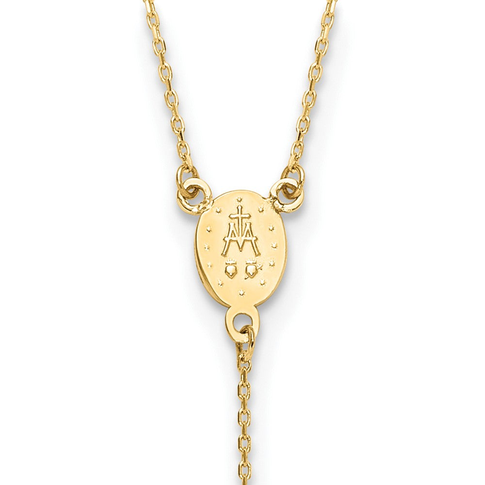 14K Rosary Design Miraculous Medal Cross Y-Drop Necklace