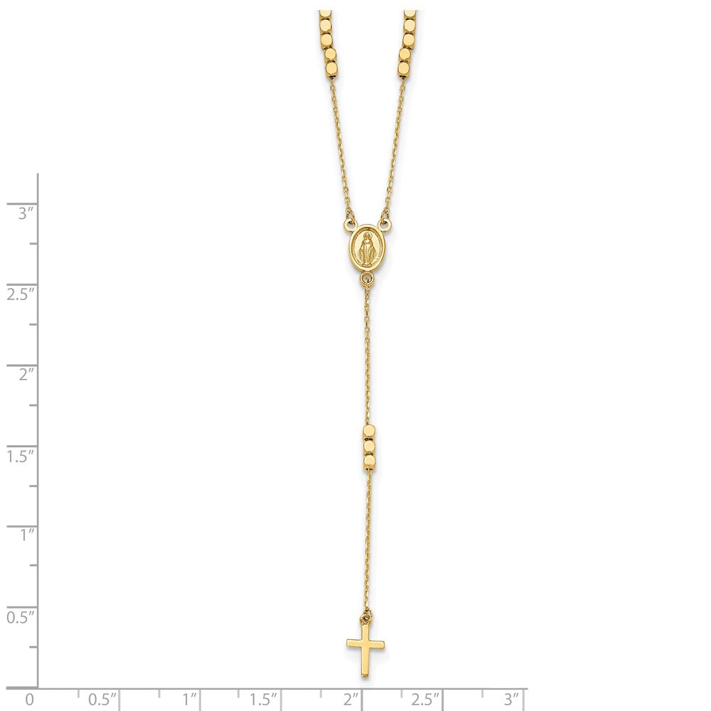 14K Rosary Design Miraculous Medal Cross Y-Drop Necklace