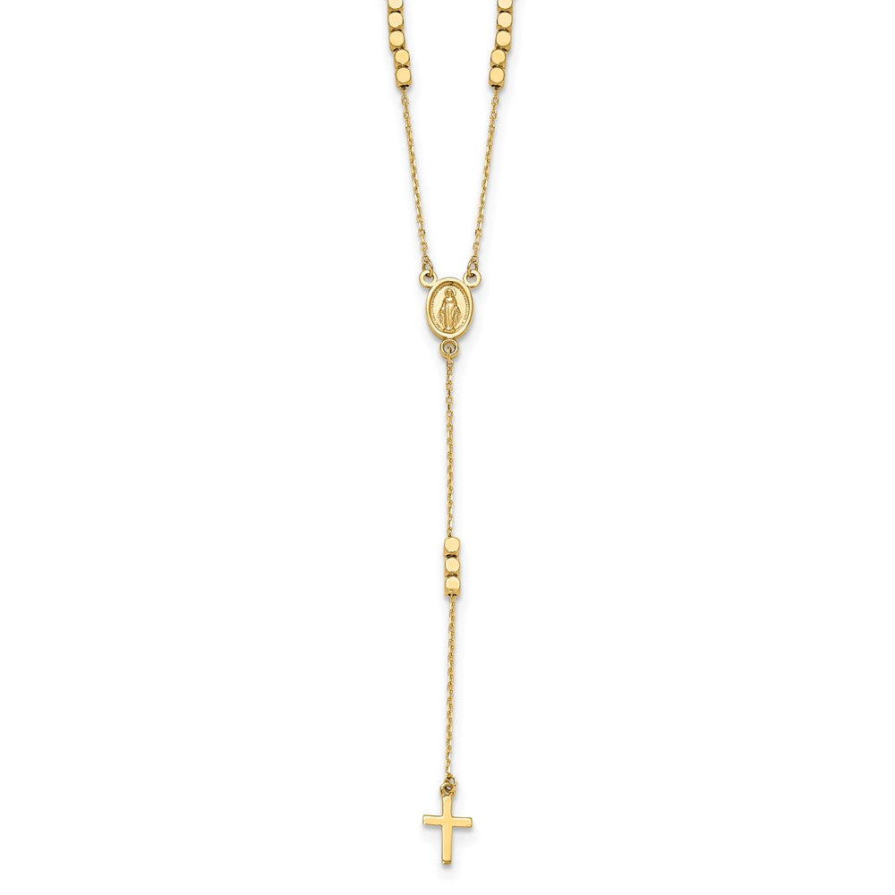 14K Rosary Design Miraculous Medal Cross Y-Drop Necklace