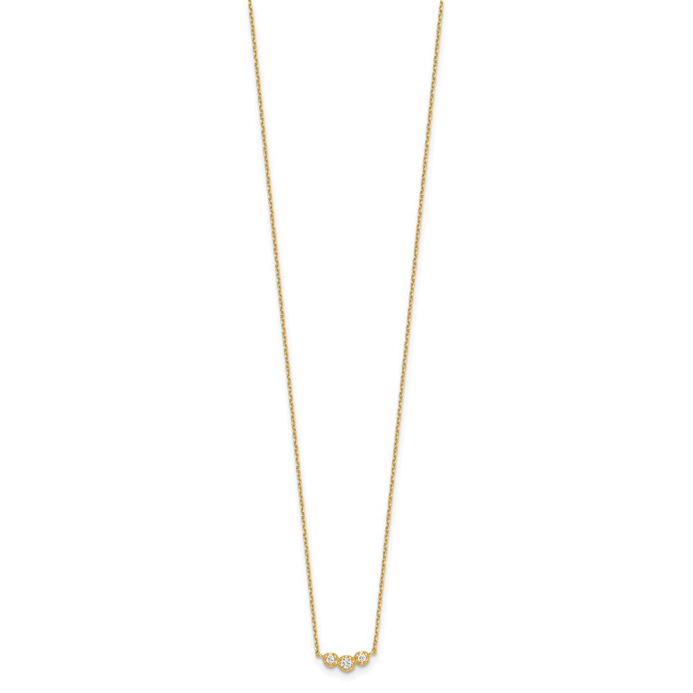 14k Polished 3 Stone CZ 18in with 2in ext. Necklace