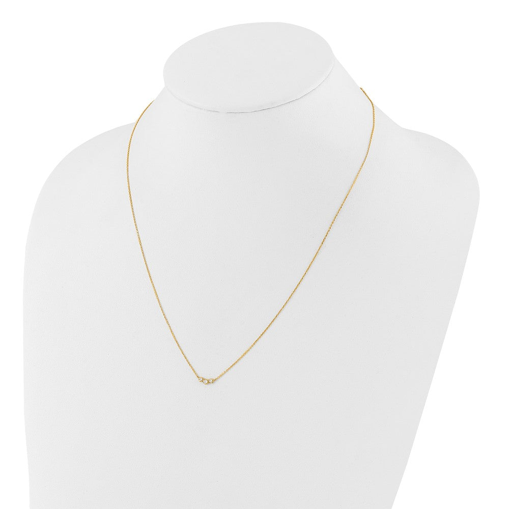 14k Polished 3 Stone CZ 18in with 2in ext. Necklace