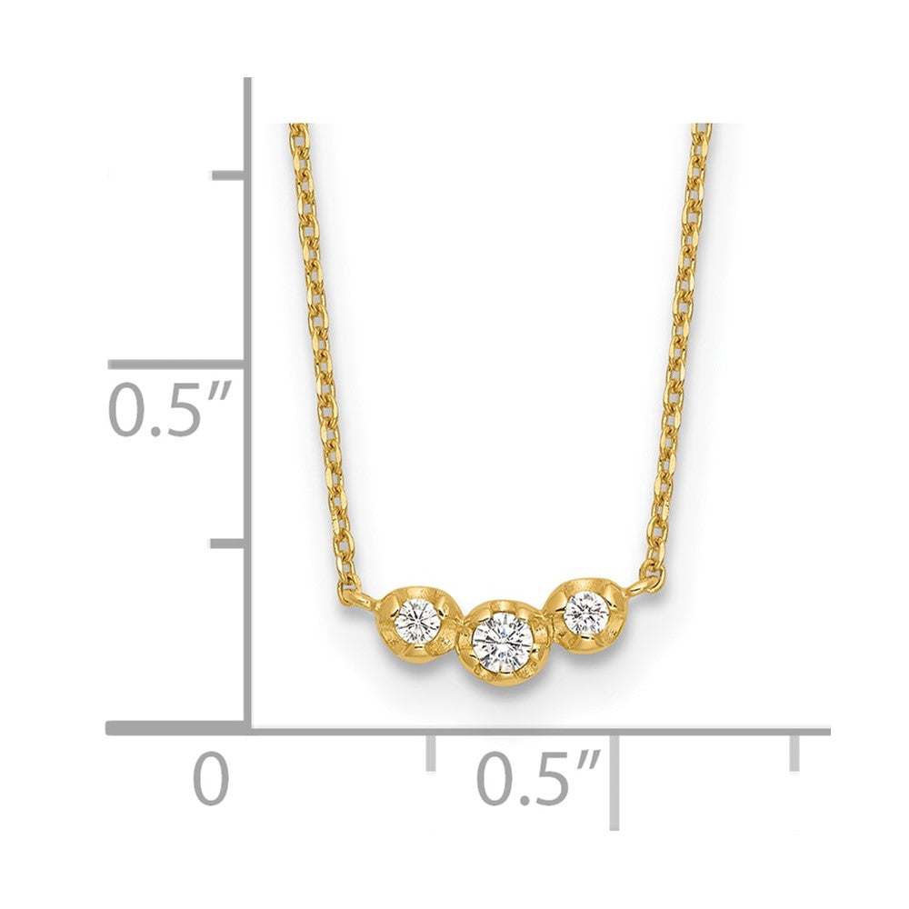 14k Polished 3 Stone CZ 18in with 2in ext. Necklace