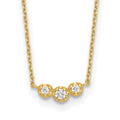 14k Polished 3 Stone CZ 18in with 2in ext. Necklace