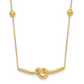 14K Polished Knotted Pendant and Beads 16in w/2in ext. Necklace