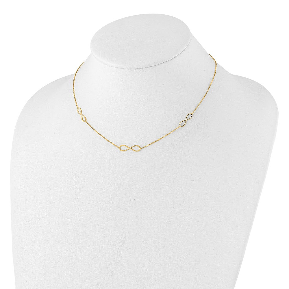 14K Polished Infinity Stations 16in with 2in ext. Necklace