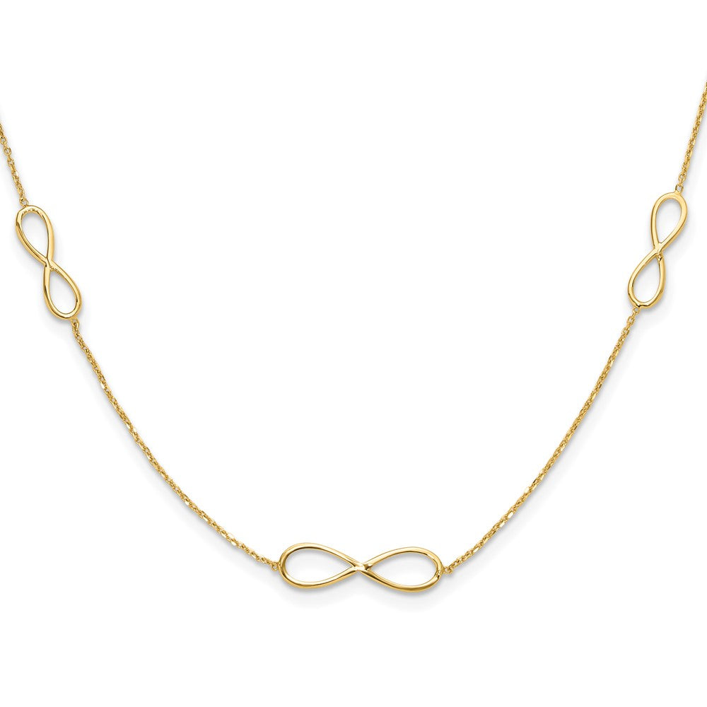 14K Polished Infinity Stations 16in with 2in ext. Necklace