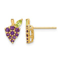 14K Gold Amethyst and Peridot Grapes Post Earrings