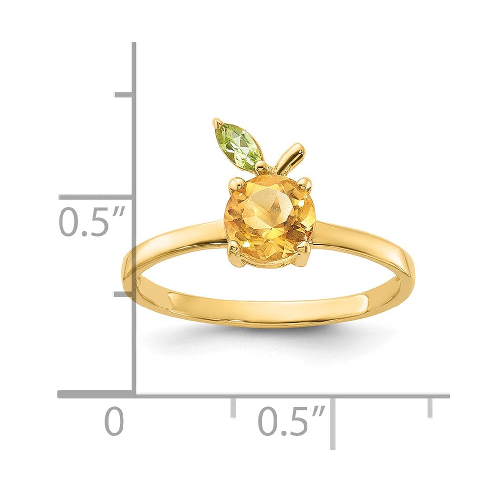 14K Gold Citrine and Peridot Orange Ring
