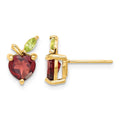14K Gold Garnet and Peridot Apple Post Earrings