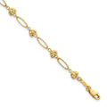 14k Polished Oval Link w D/C Puffed Hearts 7.5in Bracelet