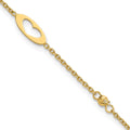 14k Polished Link Hearts and D/C Beads 7.5in Bracelet