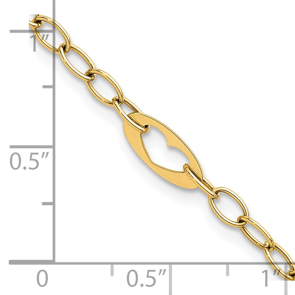 14k Polished Heart Link 7.25in Bracelet