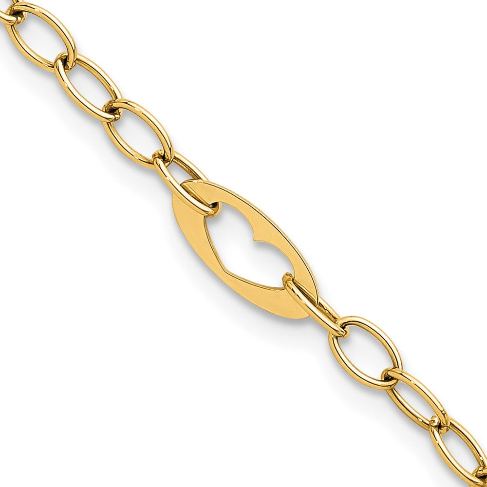 14k Polished Heart Link 7.25in Bracelet