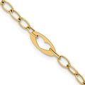 14k Polished Heart Link 7.25in Bracelet