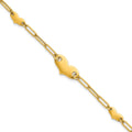 14k Polished Paperclip Link With Hearts 7.5in Bracelet