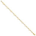 14k Polished Oval Link and Hearts 7.5in Bracelet