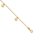 14k Polished 3D Heart w/.75in Ext Bracelet