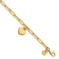 14k Polished Dangle Heart 7.25in Paperclip Bracelet
