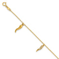 14k Polished CZ Italian Horns w/.75in Ext Bracelet