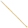 14K Polished and Beaded 2-Strand Fancy Link 7.5 Inch Bracelet
