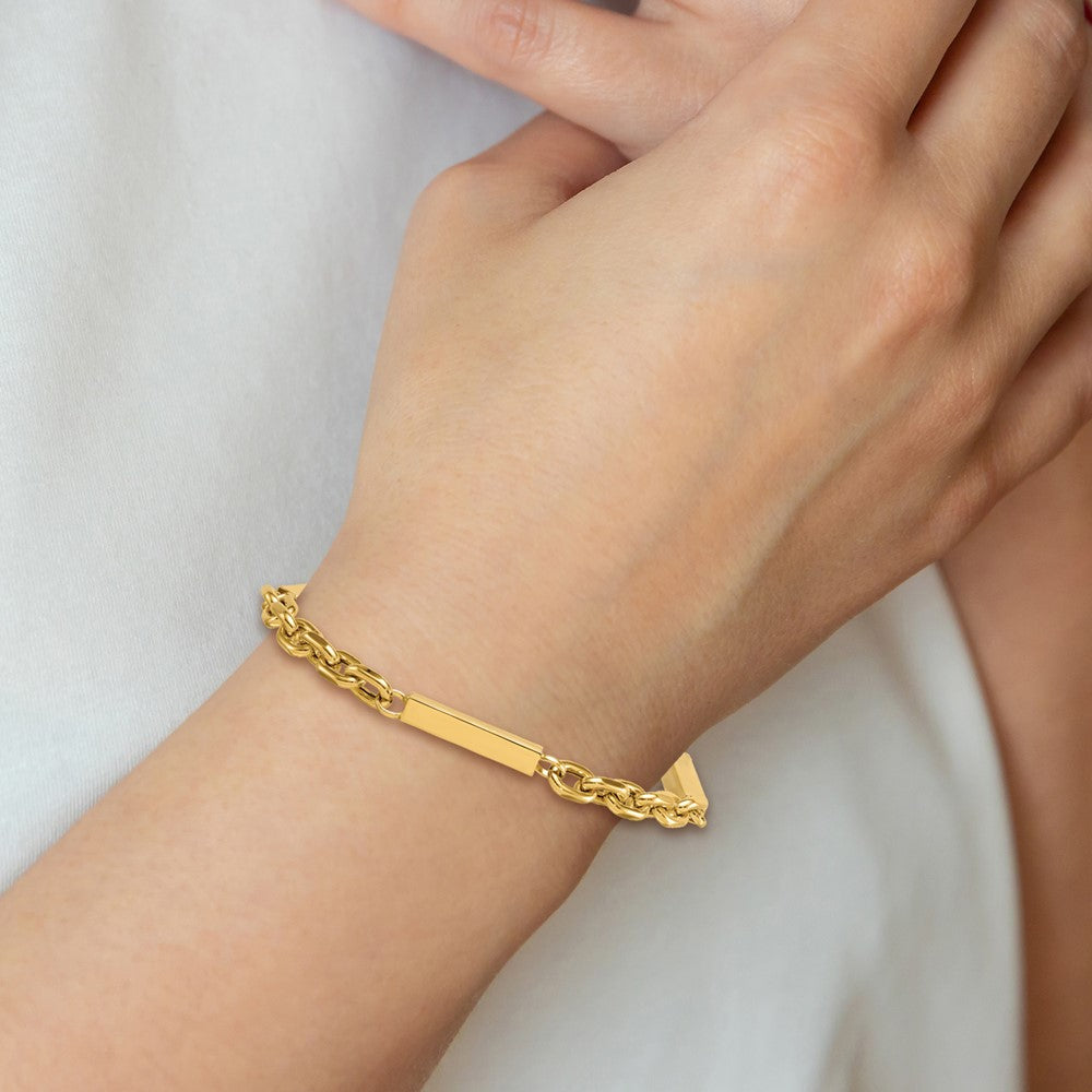 14k Polished Fancy Chain with Bars 8in Bracelet