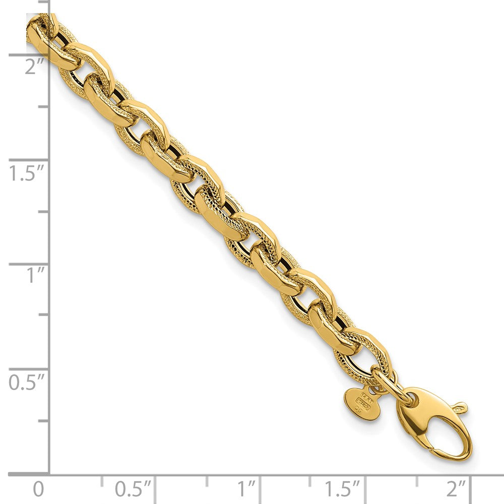 14k Polished Fancy Textured Open Link Bracelet