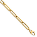 14k Polished and Textured 7.5in Paperclip Link Bracelet