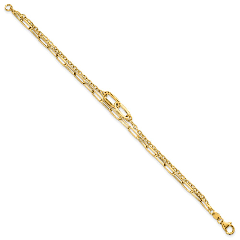 14k Polished Paperclip Double Strand 7.5in Bracelet