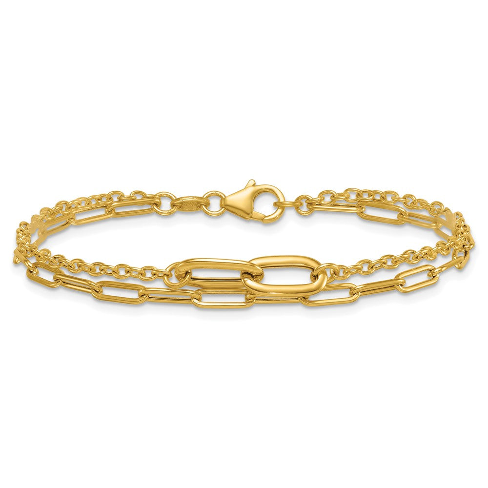 14k Polished Paperclip Double Strand 7.5in Bracelet